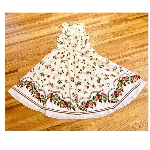 vintage Cherry Dress ~Sleeveless ~2x~Fit & Flare~Wayward Fancies - Picture 6 of 9